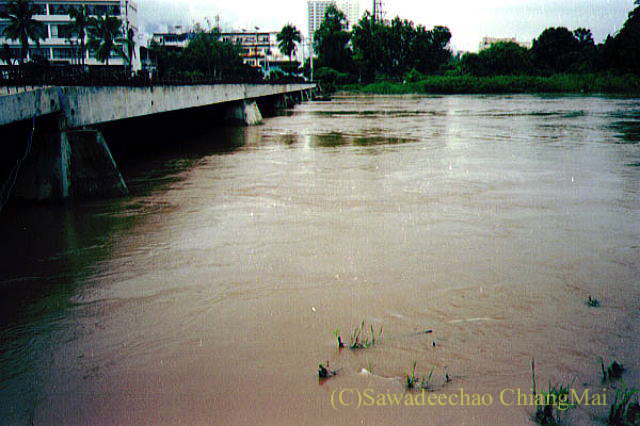 1994年の大洪水の時のチェンマイのピン川と鉄橋